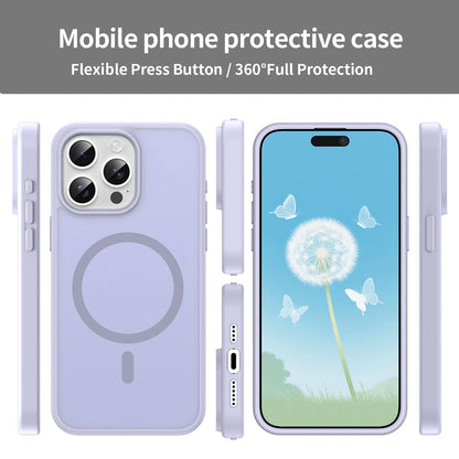 For iPhone 15 Pro Max Fanying Series Precision Camera Hole PC Hybrid TPU Translucent Frosted Magnetic Phone Case - Lavender - EDA009893309H