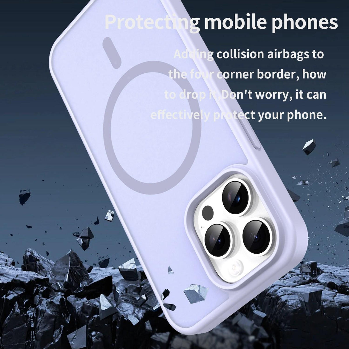 For iPhone 15 Pro Max Fanying Series Precision Camera Hole PC Hybrid TPU Translucent Frosted Magnetic Phone Case - Lavender - EDA009893309H