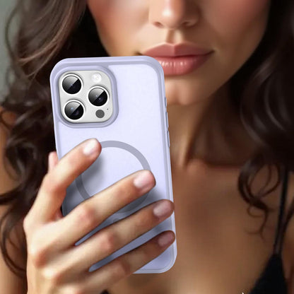 For iPhone 15 Pro Max Fanying Series Precision Camera Hole PC Hybrid TPU Translucent Frosted Magnetic Phone Case - Lavender - EDA009893309H