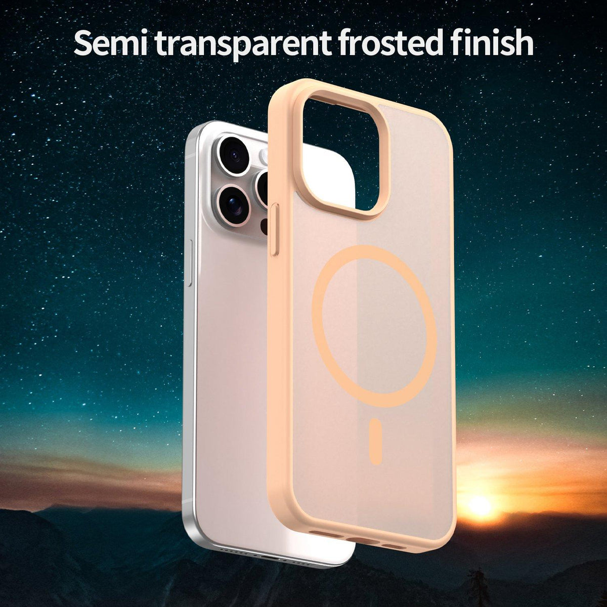For iPhone 15 Pro Max Fanying Series Precision Camera Hole PC Hybrid TPU Translucent Frosted Magnetic Phone Case - Rouge Powder - EDA009893309I