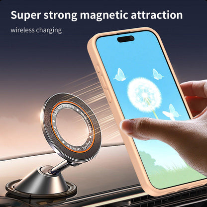 For iPhone 15 Pro Max Fanying Series Precision Camera Hole PC Hybrid TPU Translucent Frosted Magnetic Phone Case - Rouge Powder - EDA009893309I