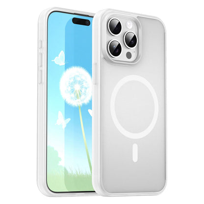 For iPhone 15 Pro Max Fanying Series Precision Camera Hole PC Hybrid TPU Translucent Frosted Magnetic Phone Case - Matte White - EDA009893309J