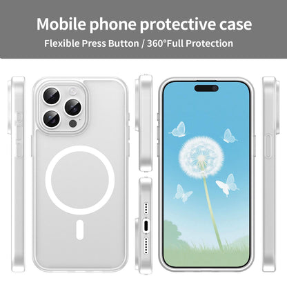 For iPhone 15 Pro Max Fanying Series Precision Camera Hole PC Hybrid TPU Translucent Frosted Magnetic Phone Case - Matte White - EDA009893309J