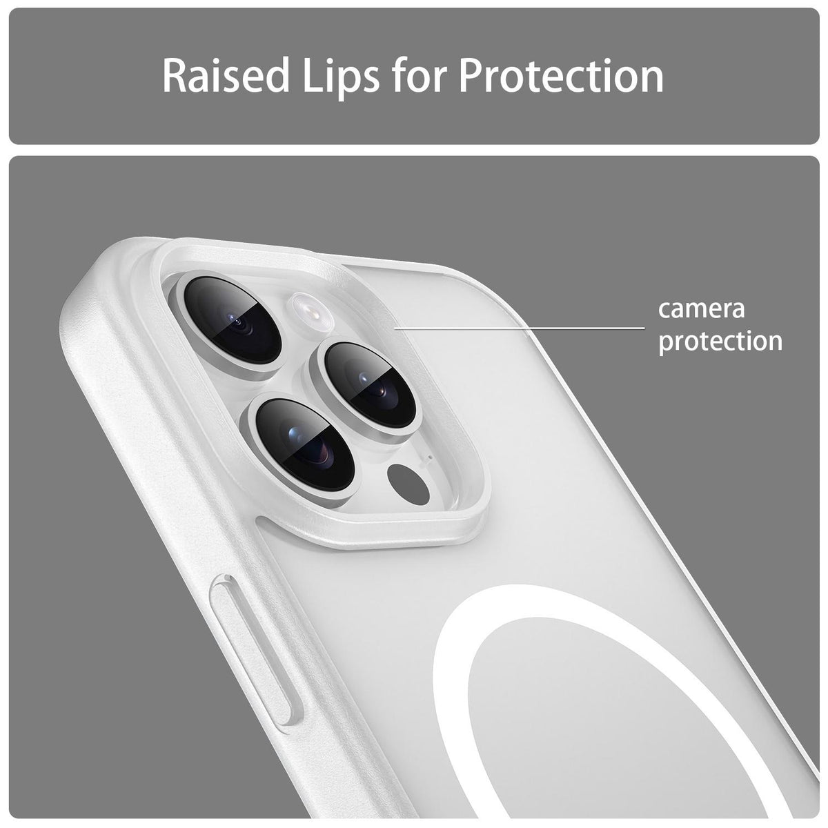 For iPhone 15 Pro Max Fanying Series Precision Camera Hole PC Hybrid TPU Translucent Frosted Magnetic Phone Case - Matte White - EDA009893309J