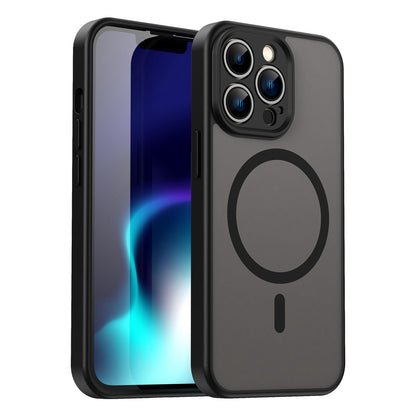 For iPhone 13 Pro Fanying Series Precision Camera Hole PC Hybrid TPU Translucent Frosted Magnetic Phone Case - Translucent Black - EDA009893310A