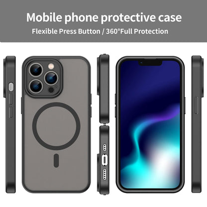 For iPhone 13 Pro Fanying Series Precision Camera Hole PC Hybrid TPU Translucent Frosted Magnetic Phone Case - Translucent Black - EDA009893310A