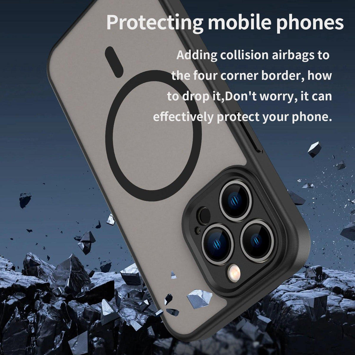 For iPhone 13 Pro Fanying Series Precision Camera Hole PC Hybrid TPU Translucent Frosted Magnetic Phone Case - Translucent Black - EDA009893310A