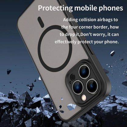 For iPhone 13 Pro Fanying Series Precision Camera Hole PC Hybrid TPU Translucent Frosted Magnetic Phone Case - Translucent Black - EDA009893310A