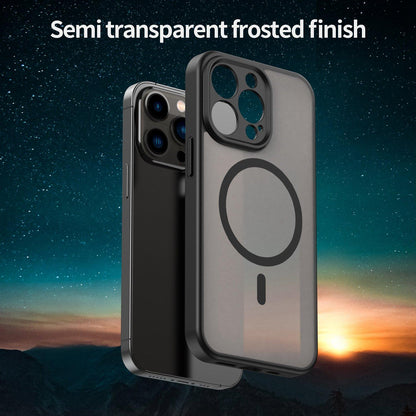 For iPhone 13 Pro Fanying Series Precision Camera Hole PC Hybrid TPU Translucent Frosted Magnetic Phone Case - Translucent Black - EDA009893310A