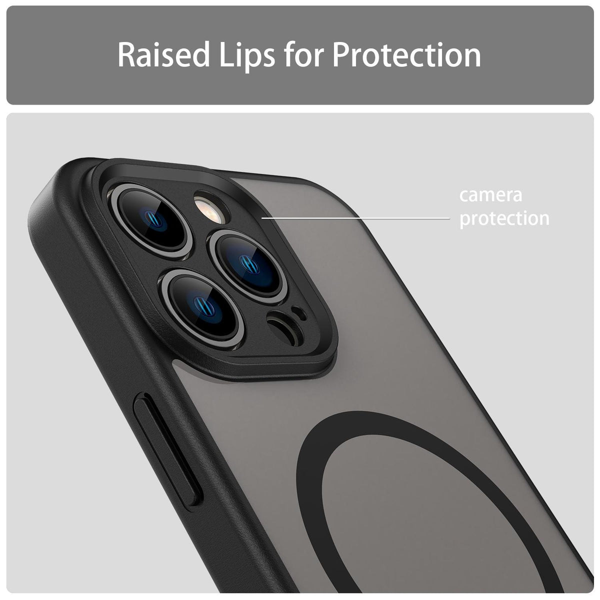 For iPhone 13 Pro Fanying Series Precision Camera Hole PC Hybrid TPU Translucent Frosted Magnetic Phone Case - Translucent Black - EDA009893310A