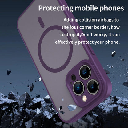 For iPhone 13 Pro Fanying Series Precision Camera Hole PC Hybrid TPU Translucent Frosted Magnetic Phone Case - Crystal Purple - EDA009893310B