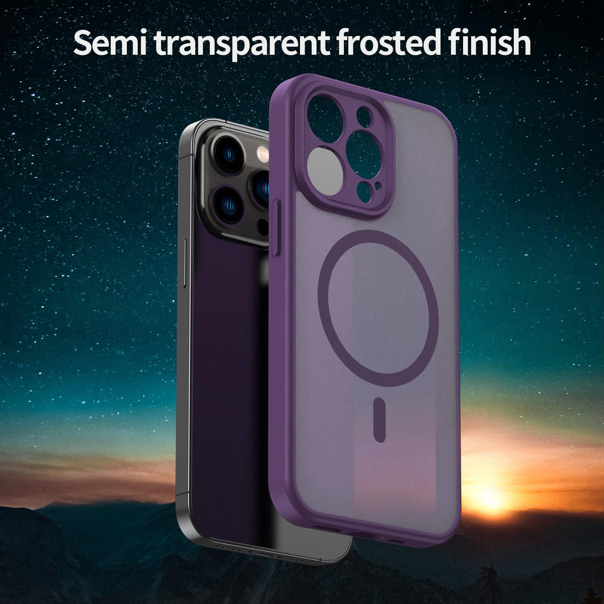 For iPhone 13 Pro Fanying Series Precision Camera Hole PC Hybrid TPU Translucent Frosted Magnetic Phone Case - Crystal Purple - EDA009893310B