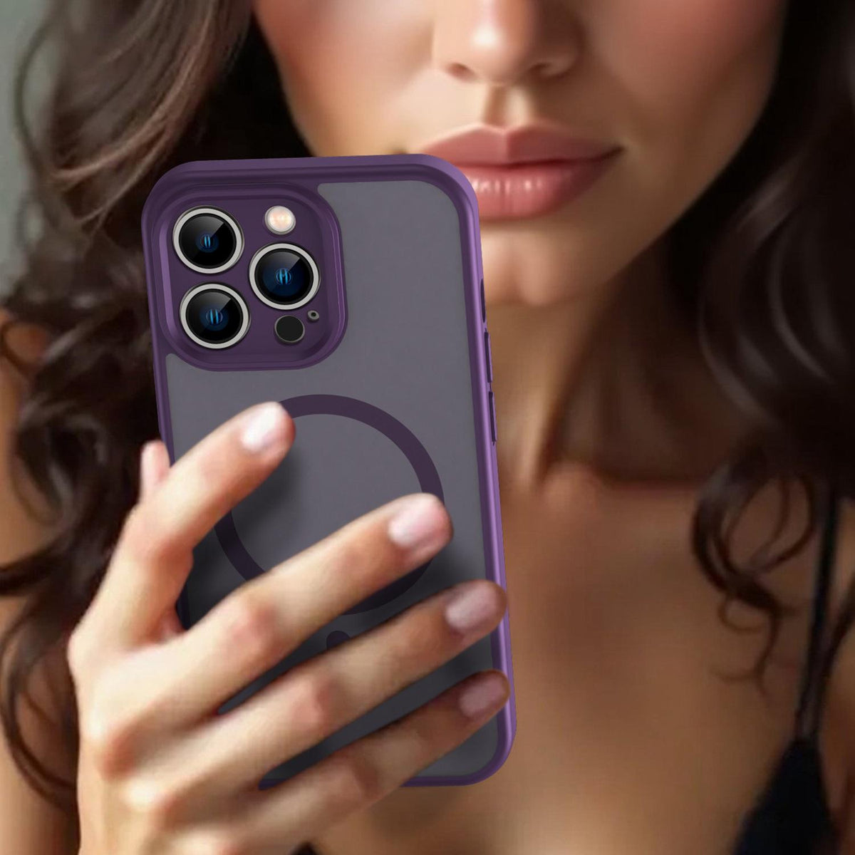 For iPhone 13 Pro Fanying Series Precision Camera Hole PC Hybrid TPU Translucent Frosted Magnetic Phone Case - Crystal Purple - EDA009893310B