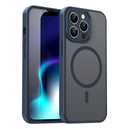 For iPhone 13 Pro Fanying Series Precision Camera Hole PC Hybrid TPU Translucent Frosted Magnetic Phone Case - Cyan Blue - EDA009893310C