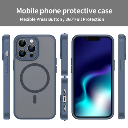 For iPhone 13 Pro Fanying Series Precision Camera Hole PC Hybrid TPU Translucent Frosted Magnetic Phone Case - Cyan Blue - EDA009893310C
