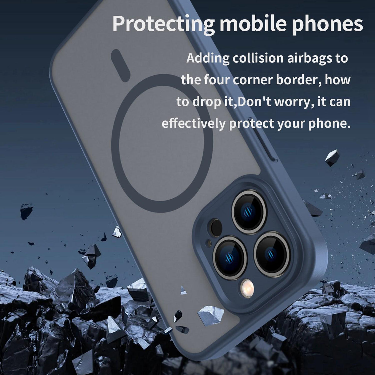 For iPhone 13 Pro Fanying Series Precision Camera Hole PC Hybrid TPU Translucent Frosted Magnetic Phone Case - Cyan Blue - EDA009893310C
