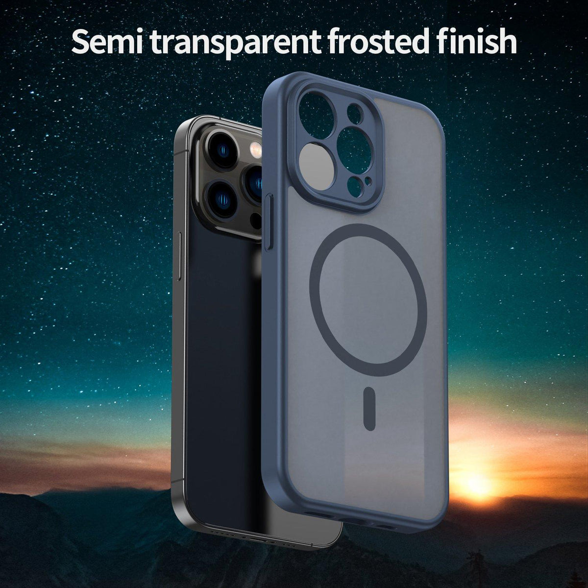For iPhone 13 Pro Fanying Series Precision Camera Hole PC Hybrid TPU Translucent Frosted Magnetic Phone Case - Cyan Blue - EDA009893310C