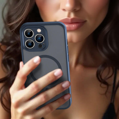 For iPhone 13 Pro Fanying Series Precision Camera Hole PC Hybrid TPU Translucent Frosted Magnetic Phone Case - Cyan Blue - EDA009893310C