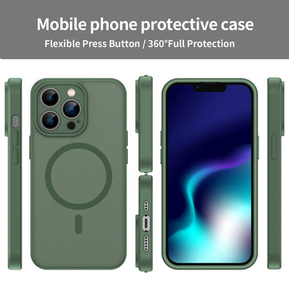 For iPhone 13 Pro Fanying Series Precision Camera Hole PC Hybrid TPU Translucent Frosted Magnetic Phone Case - Olive Green - EDA009893310D