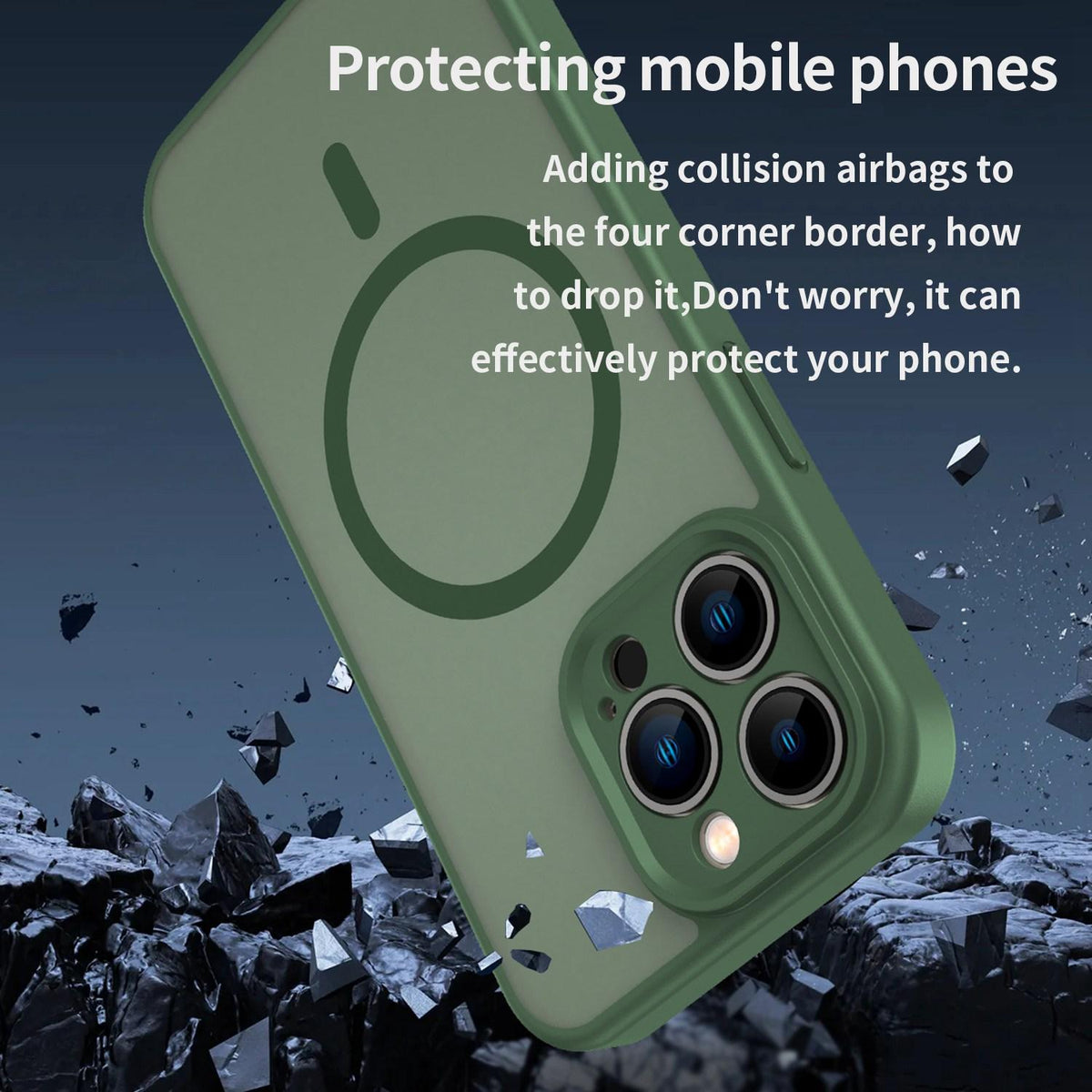 For iPhone 13 Pro Fanying Series Precision Camera Hole PC Hybrid TPU Translucent Frosted Magnetic Phone Case - Olive Green - EDA009893310D