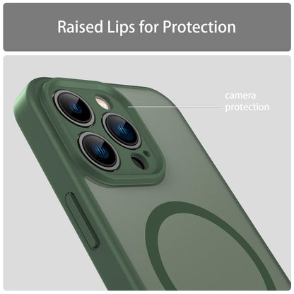 For iPhone 13 Pro Fanying Series Precision Camera Hole PC Hybrid TPU Translucent Frosted Magnetic Phone Case - Olive Green - EDA009893310D