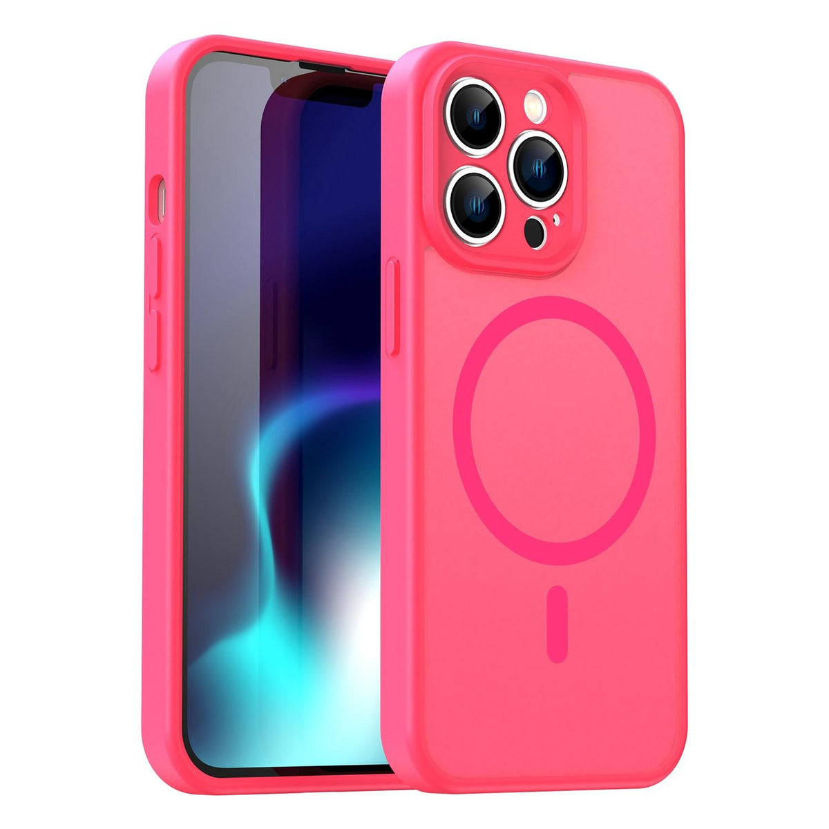 For iPhone 13 Pro Fanying Series Precision Camera Hole PC Hybrid TPU Translucent Frosted Magnetic Phone Case - Rose Red - EDA009893310E