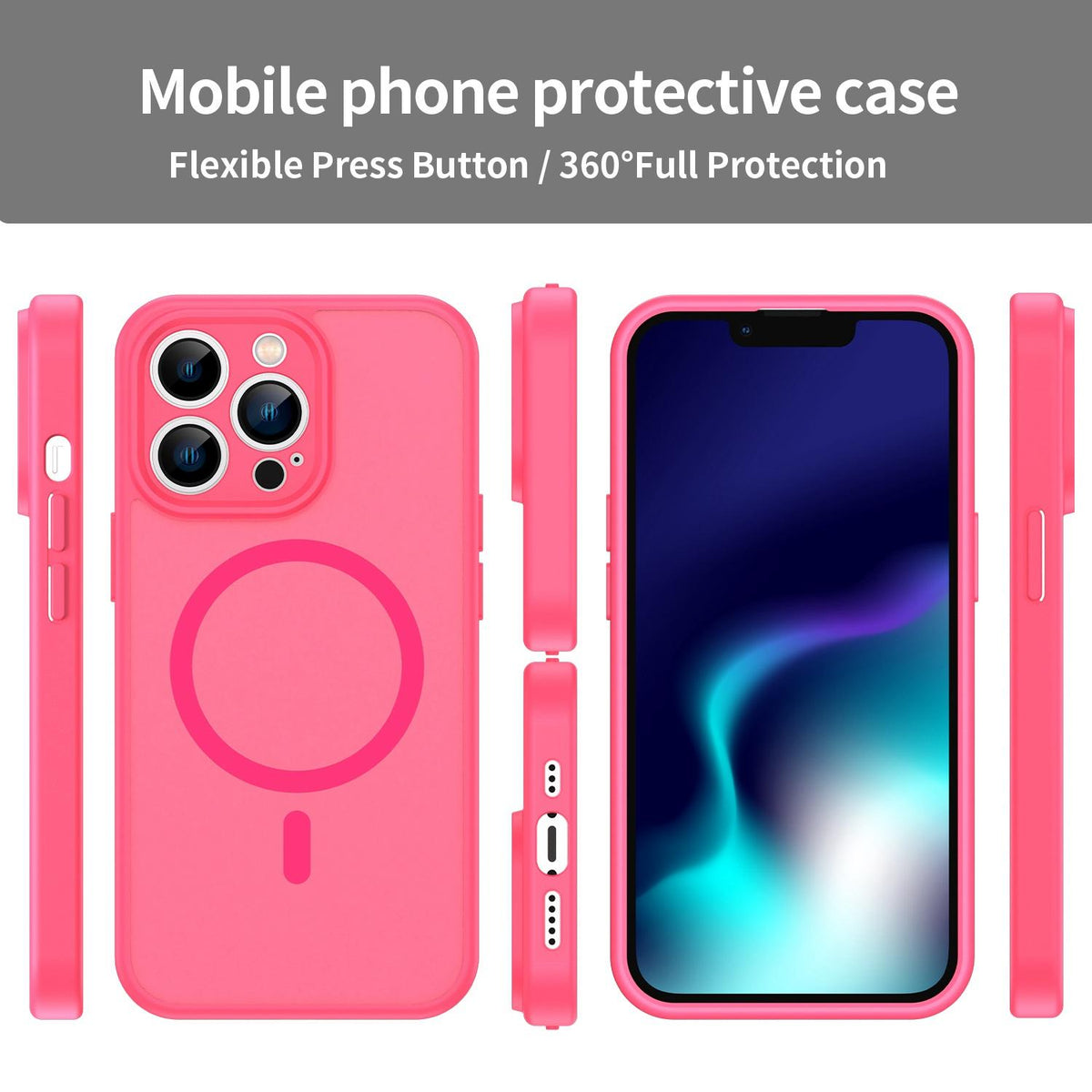 For iPhone 13 Pro Fanying Series Precision Camera Hole PC Hybrid TPU Translucent Frosted Magnetic Phone Case - Rose Red - EDA009893310E