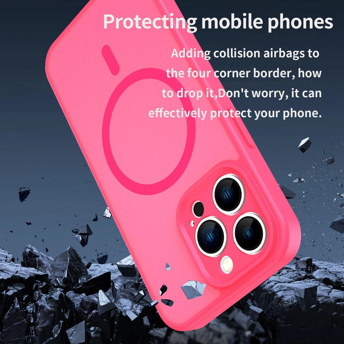 For iPhone 13 Pro Fanying Series Precision Camera Hole PC Hybrid TPU Translucent Frosted Magnetic Phone Case - Rose Red - EDA009893310E
