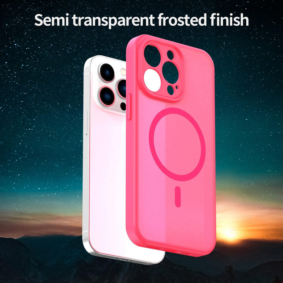 For iPhone 13 Pro Fanying Series Precision Camera Hole PC Hybrid TPU Translucent Frosted Magnetic Phone Case - Rose Red - EDA009893310E