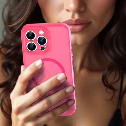 For iPhone 13 Pro Fanying Series Precision Camera Hole PC Hybrid TPU Translucent Frosted Magnetic Phone Case - Rose Red - EDA009893310E