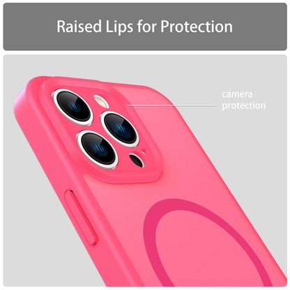 For iPhone 13 Pro Fanying Series Precision Camera Hole PC Hybrid TPU Translucent Frosted Magnetic Phone Case - Rose Red - EDA009893310E