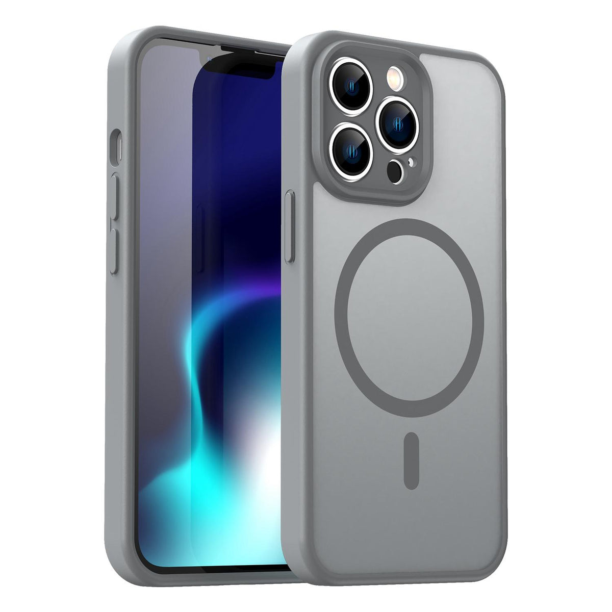 For iPhone 13 Pro Fanying Series Precision Camera Hole PC Hybrid TPU Translucent Frosted Magnetic Phone Case - Silver Grey - EDA009893310F