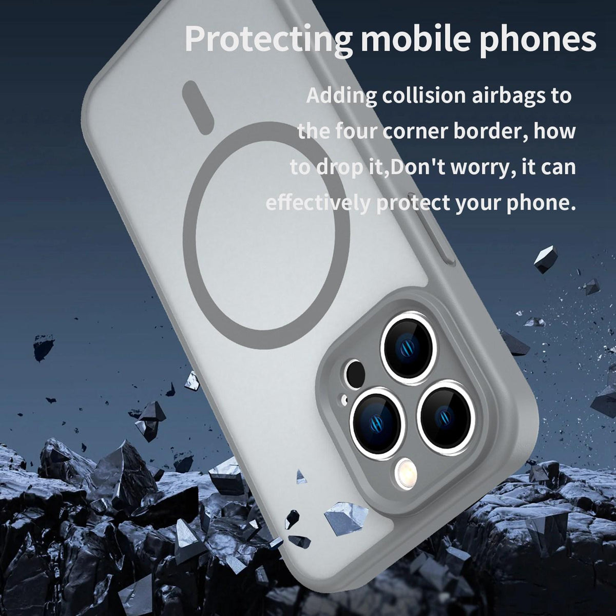 For iPhone 13 Pro Fanying Series Precision Camera Hole PC Hybrid TPU Translucent Frosted Magnetic Phone Case - Silver Grey - EDA009893310F