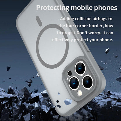 For iPhone 13 Pro Fanying Series Precision Camera Hole PC Hybrid TPU Translucent Frosted Magnetic Phone Case - Silver Grey - EDA009893310F