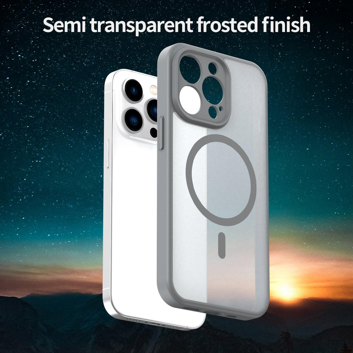 For iPhone 13 Pro Fanying Series Precision Camera Hole PC Hybrid TPU Translucent Frosted Magnetic Phone Case - Silver Grey - EDA009893310F