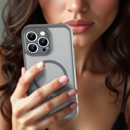 For iPhone 13 Pro Fanying Series Precision Camera Hole PC Hybrid TPU Translucent Frosted Magnetic Phone Case - Silver Grey - EDA009893310F
