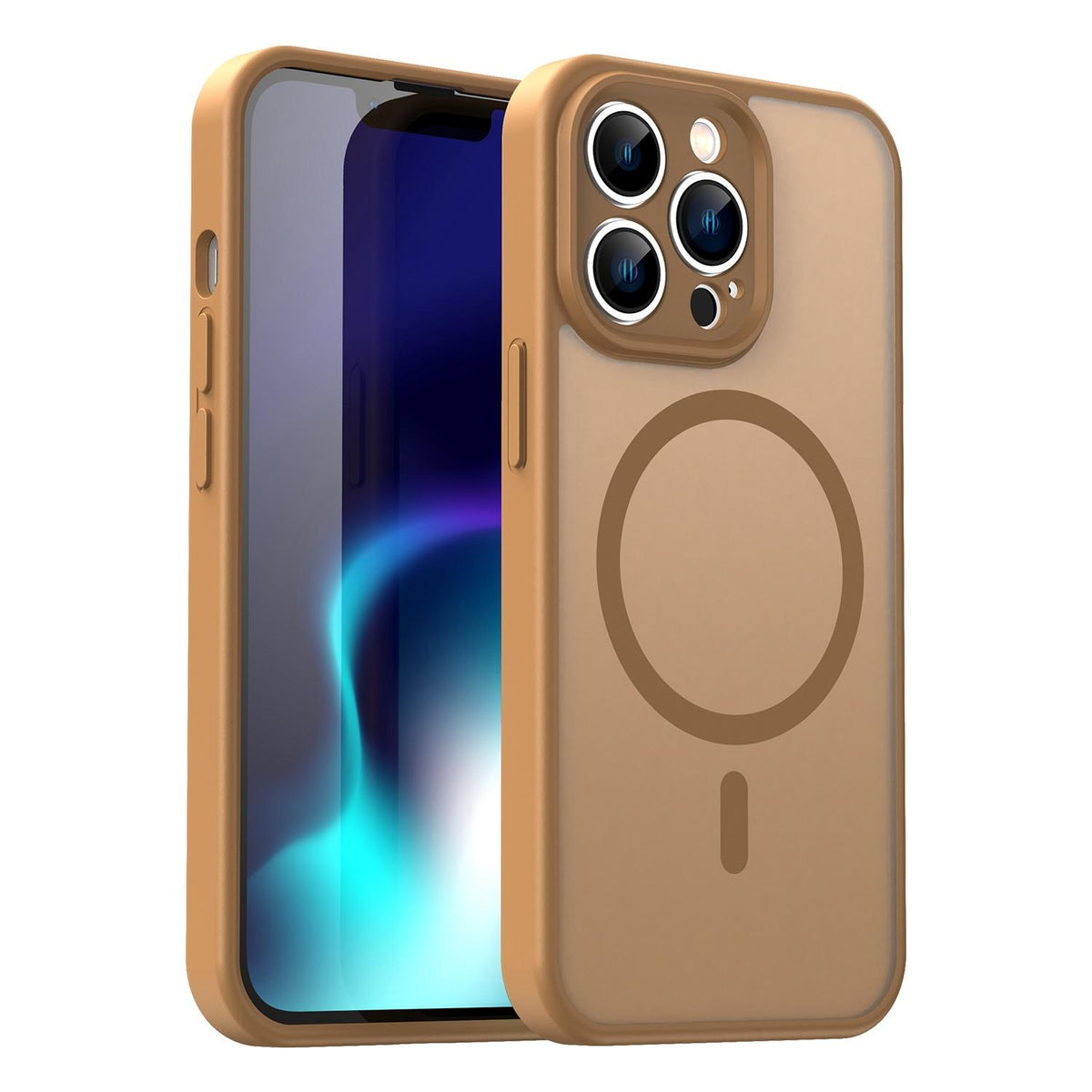 For iPhone 13 Pro Fanying Series Precision Camera Hole PC Hybrid TPU Translucent Frosted Magnetic Phone Case - Desert Gold - EDA009893310G
