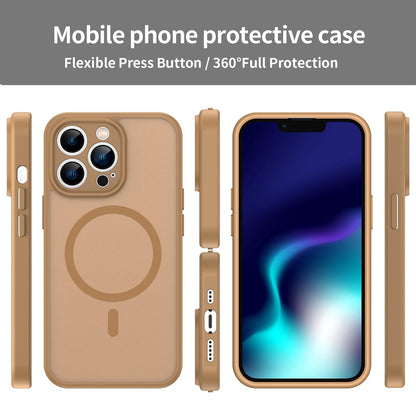 For iPhone 13 Pro Fanying Series Precision Camera Hole PC Hybrid TPU Translucent Frosted Magnetic Phone Case - Desert Gold - EDA009893310G