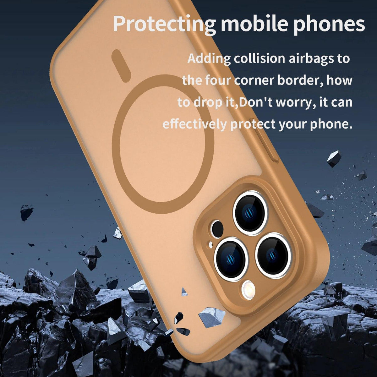 For iPhone 13 Pro Fanying Series Precision Camera Hole PC Hybrid TPU Translucent Frosted Magnetic Phone Case - Desert Gold - EDA009893310G