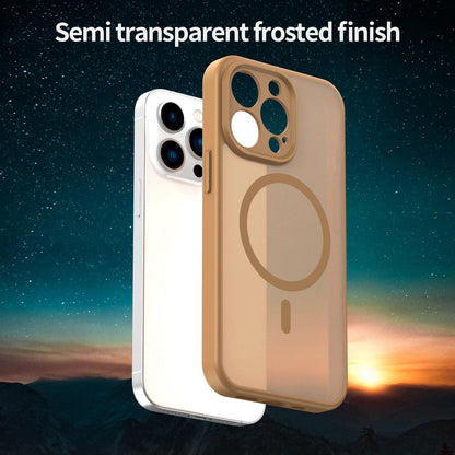 For iPhone 13 Pro Fanying Series Precision Camera Hole PC Hybrid TPU Translucent Frosted Magnetic Phone Case - Desert Gold - EDA009893310G
