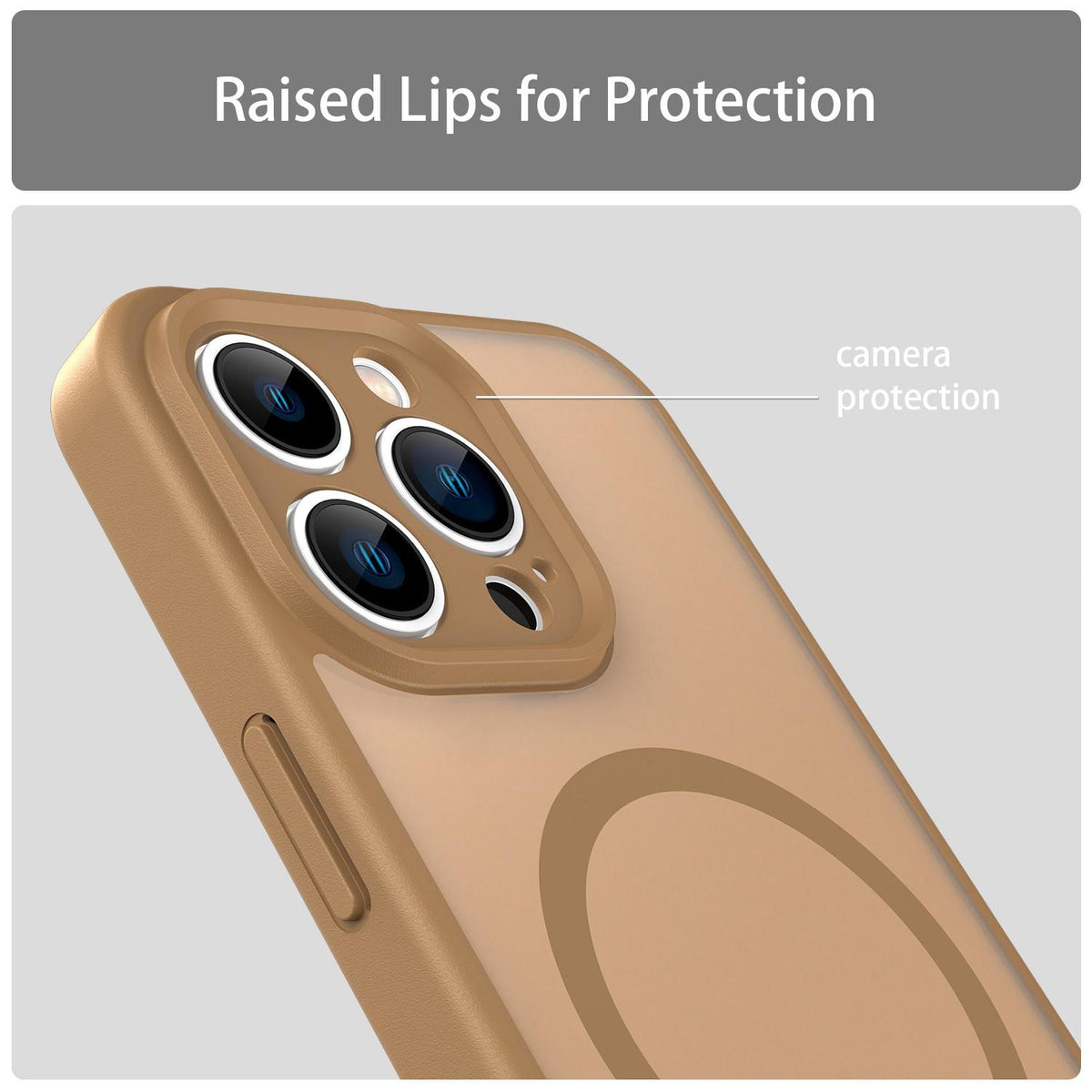 For iPhone 13 Pro Fanying Series Precision Camera Hole PC Hybrid TPU Translucent Frosted Magnetic Phone Case - Desert Gold - EDA009893310G