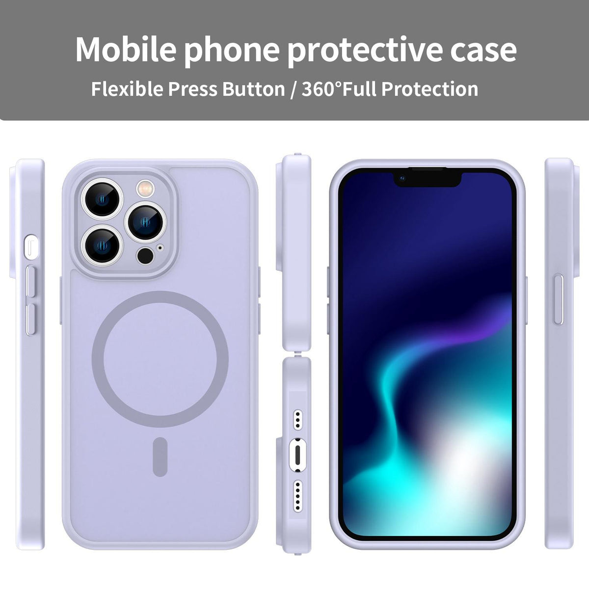 For iPhone 13 Pro Fanying Series Precision Camera Hole PC Hybrid TPU Translucent Frosted Magnetic Phone Case - Lavender - EDA009893310H
