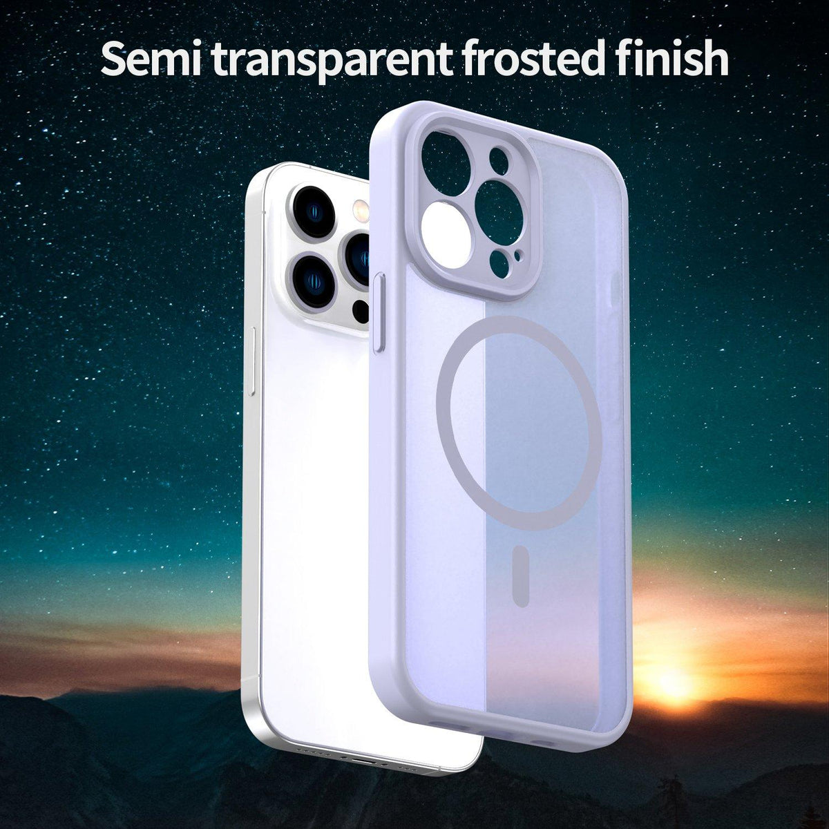 For iPhone 13 Pro Fanying Series Precision Camera Hole PC Hybrid TPU Translucent Frosted Magnetic Phone Case - Lavender - EDA009893310H