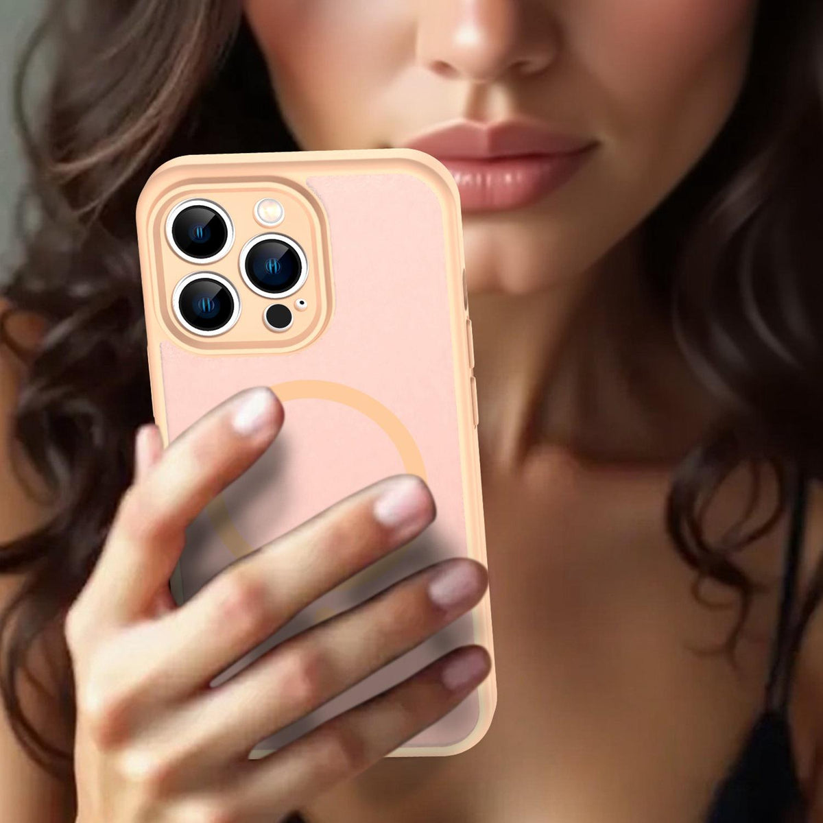 For iPhone 13 Pro Fanying Series Precision Camera Hole PC Hybrid TPU Translucent Frosted Magnetic Phone Case - Rouge Powder - EDA009893310I