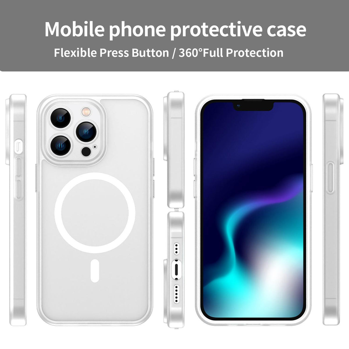 For iPhone 13 Pro Fanying Series Precision Camera Hole PC Hybrid TPU Translucent Frosted Magnetic Phone Case - Matte White - EDA009893310J