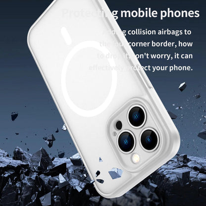 For iPhone 13 Pro Fanying Series Precision Camera Hole PC Hybrid TPU Translucent Frosted Magnetic Phone Case - Matte White - EDA009893310J