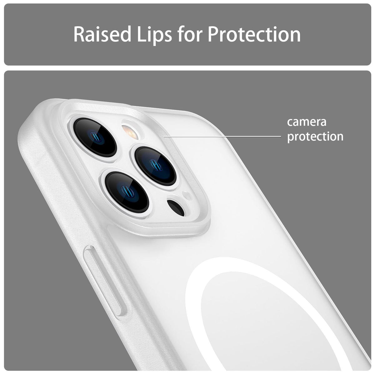 For iPhone 13 Pro Fanying Series Precision Camera Hole PC Hybrid TPU Translucent Frosted Magnetic Phone Case - Matte White - EDA009893310J