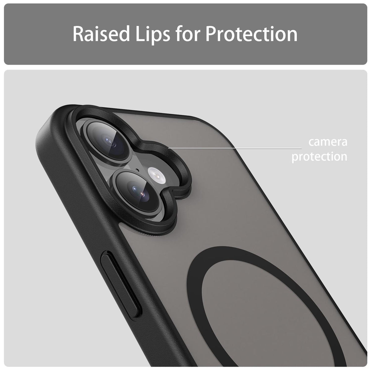 For iPhone 16 Fanying Series Precision Camera Hole PC Hybrid TPU Translucent Frosted Magnetic Phone Case - Translucent Black - EDA009893312A