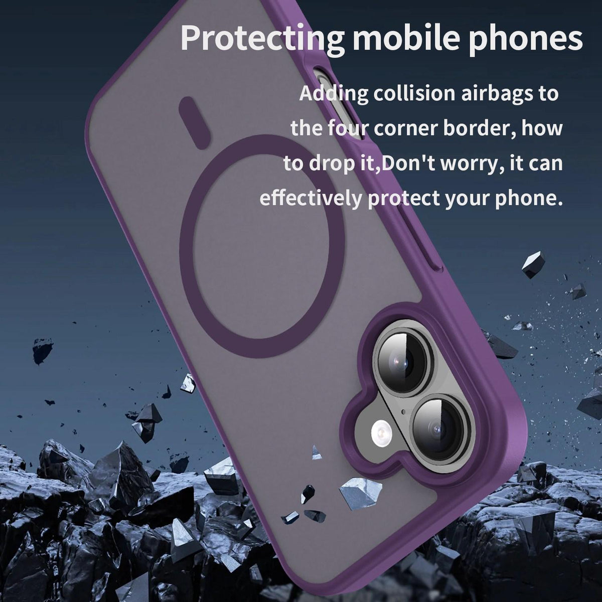 For iPhone 16 Fanying Series Precision Camera Hole PC Hybrid TPU Translucent Frosted Magnetic Phone Case - Crystal Purple - EDA009893312B