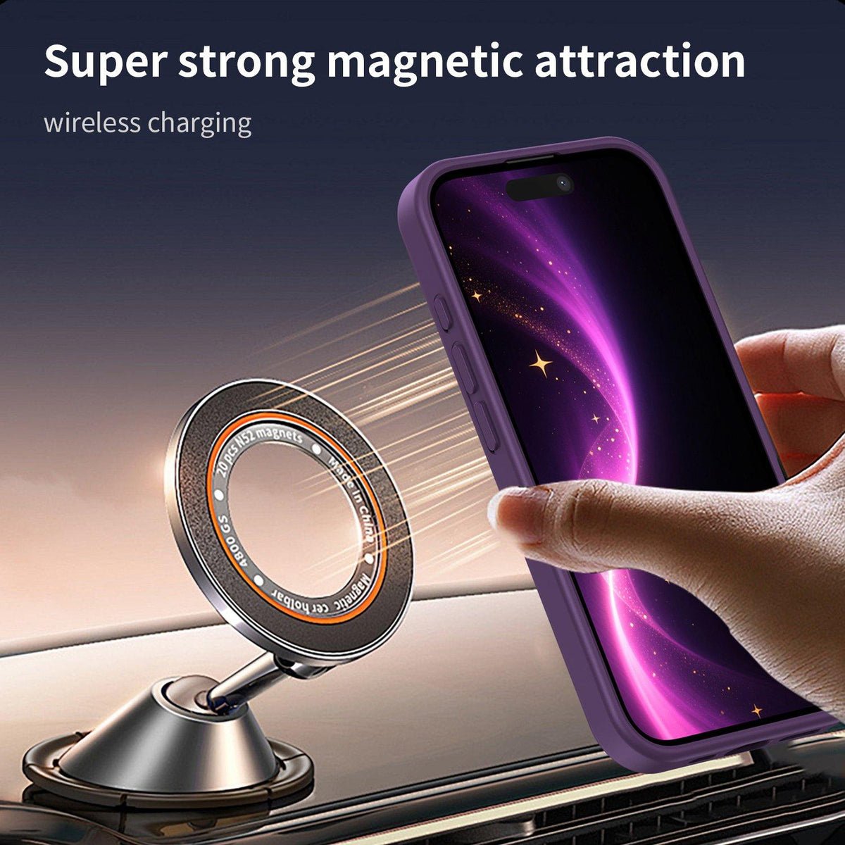 For iPhone 16 Fanying Series Precision Camera Hole PC Hybrid TPU Translucent Frosted Magnetic Phone Case - Crystal Purple - EDA009893312B